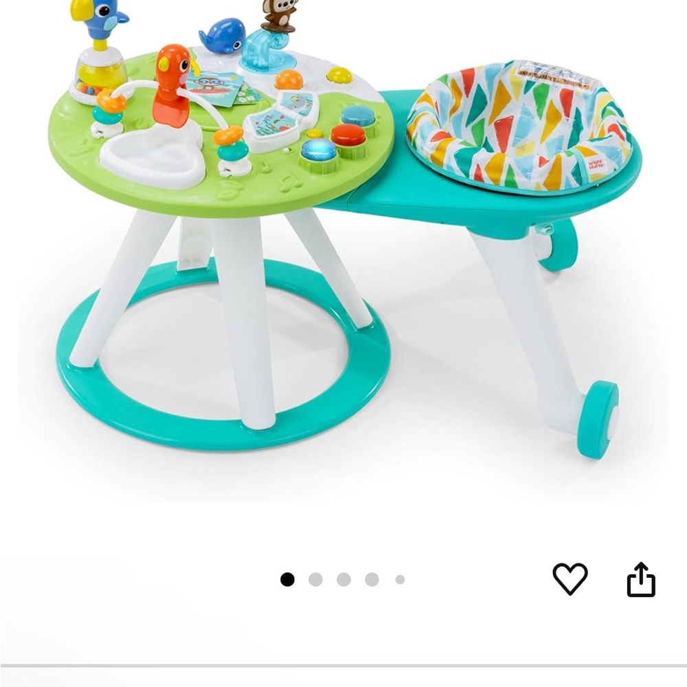 Green and Blue Learning Activity Center with Colorful Toys and Spinning Elements